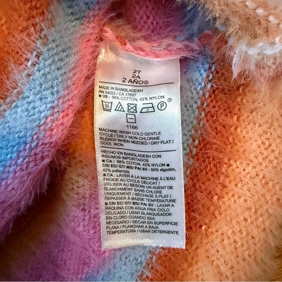 Old Navy Toddler Girls 2t Multicolor Striped Fuzzy Sweater-very soft - Picture 3 of 4
